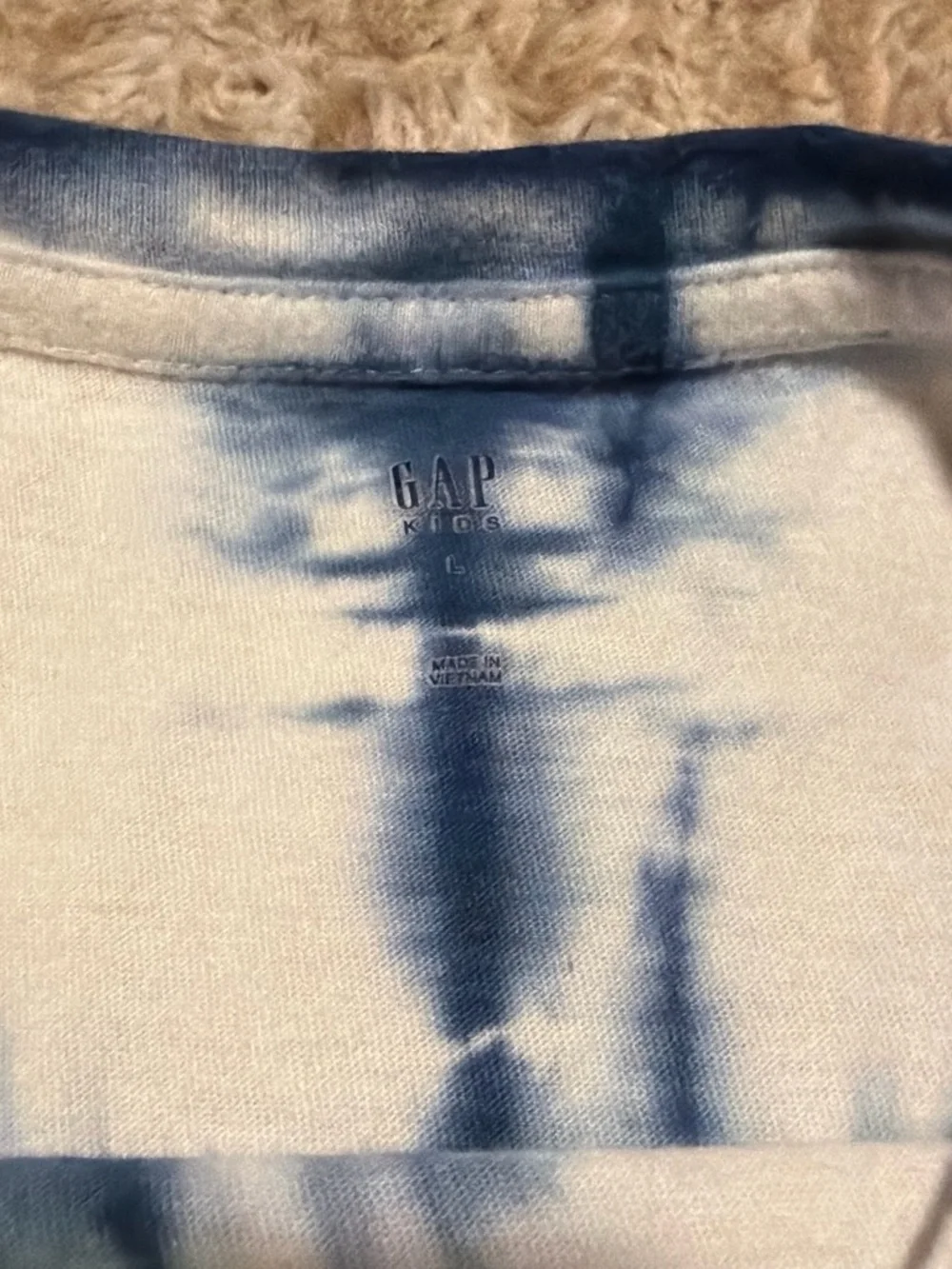GAP Kids Blue and White Tie-Dye Pocket Tee